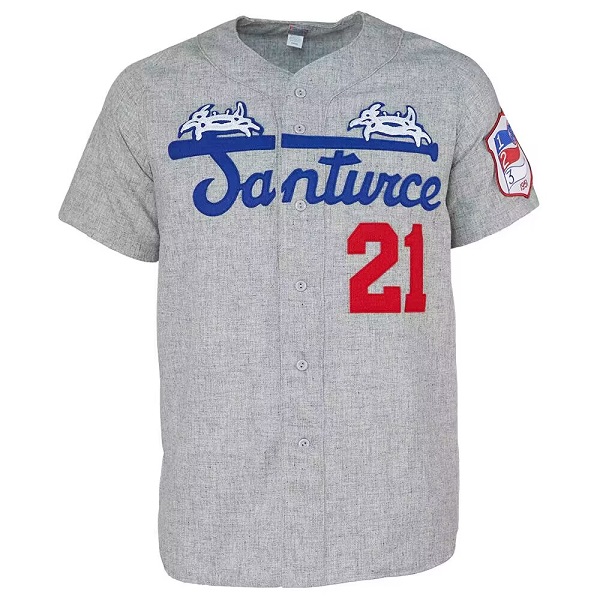 Men's Santurce Cangrejeros #21 Grey Stitched Baseball Jersey